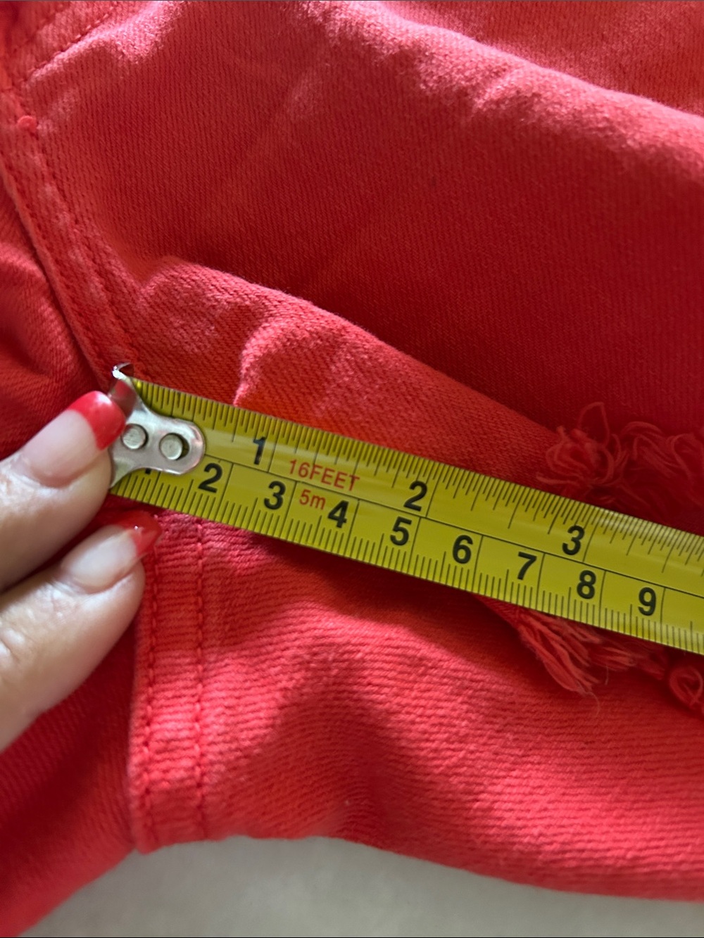 Lucky Brand Red Frayed-Hem Jean Shorts - Picture 10 of 10